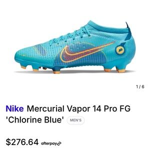 Nike Mercurial Vapor 14 Pro FG Teal and Orange Soccer Cleats Used